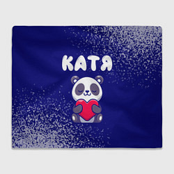 Плед флисовый Катя панда с сердечком, цвет: 3D-велсофт