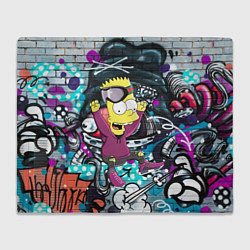 Плед флисовый Спортивный Барт Симпсон на фоне граффити, цвет: 3D-велсофт