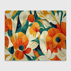 Плед флисовый Винтажный цветочный рисунок, цвет: 3D-велсофт