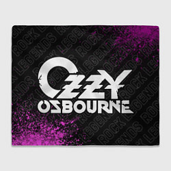 Плед флисовый Ozzy Osbourne rock legends: надпись и символ, цвет: 3D-велсофт