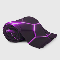 Плед флисовый Фиолетовые неоновые геометрические плиты, цвет: 3D-велсофт — фото 2
