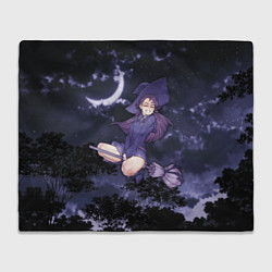 Плед флисовый Веселая ведьма летит на метле, цвет: 3D-велсофт