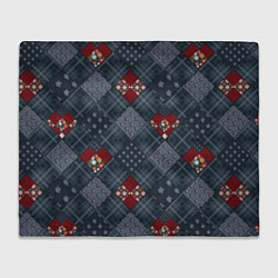 Плед флисовый Red and blue denim patchwork, цвет: 3D-велсофт