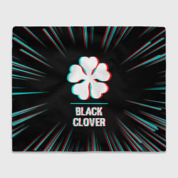 Плед флисовый Символ Black Clover в стиле glitch на темном фоне, цвет: 3D-велсофт