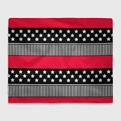 Плед флисовый Red and black pattern with stripes and stars, цвет: 3D-велсофт
