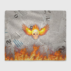 Плед флисовый Горящая газета, цвет: 3D-велсофт