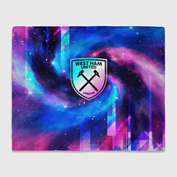 Плед флисовый West Ham неоновый космос, цвет: 3D-велсофт