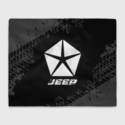 Плед флисовый Jeep speed на темном фоне со следами шин, цвет: 3D-велсофт