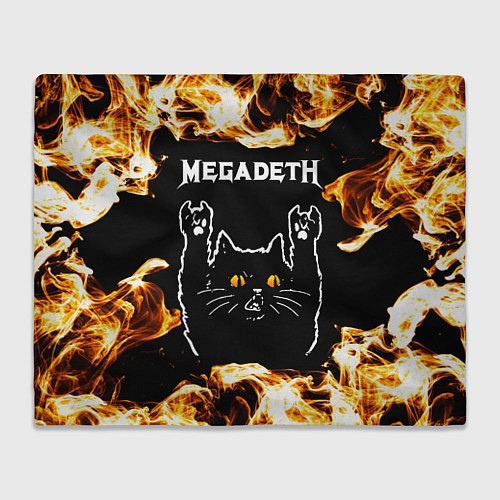 Плед Megadeth рок кот и огонь / 3D-Велсофт – фото 1