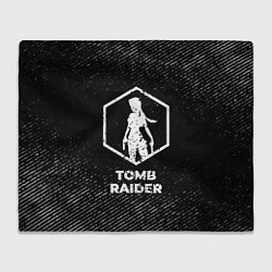 Плед флисовый Tomb Raider с потертостями на темном фоне, цвет: 3D-велсофт