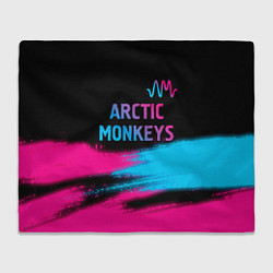 Плед флисовый Arctic Monkeys - neon gradient: символ сверху, цвет: 3D-велсофт