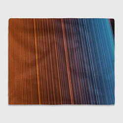 Плед флисовый Абстрактные оранжевые и голубые линии во тьме, цвет: 3D-велсофт
