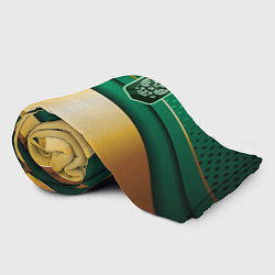 Плед флисовый Герб России на зеленой абстракции, цвет: 3D-велсофт — фото 2