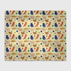 Плед флисовый Crazy cat doodle, цвет: 3D-велсофт
