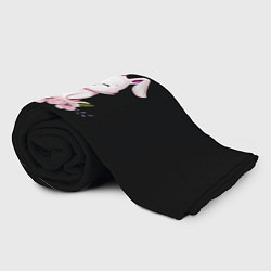 Плед флисовый Крольчонок С Цветами На Чёрном Фоне, цвет: 3D-велсофт — фото 2