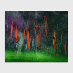 Плед флисовый Абстрактный зелёный туман и красная краска, цвет: 3D-велсофт