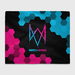 Плед флисовый Watch Dogs - neon gradient, цвет: 3D-велсофт