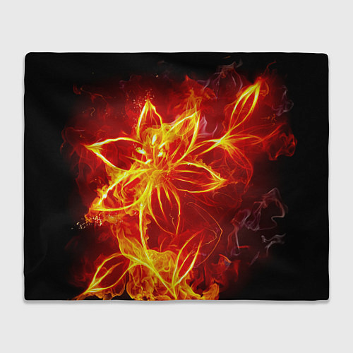 Плед Цветок из огня на чёрном фоне / 3D-Велсофт – фото 1