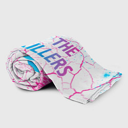 Плед флисовый The Killers neon gradient style: надпись и символ, цвет: 3D-велсофт — фото 2