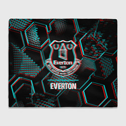 Плед флисовый Everton FC в стиле glitch на темном фоне, цвет: 3D-велсофт