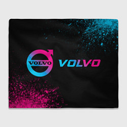 Плед флисовый Volvo - neon gradient: надпись и символ, цвет: 3D-велсофт