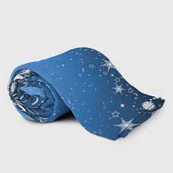 Плед флисовый Снежный узор на синем фоне, цвет: 3D-велсофт — фото 2