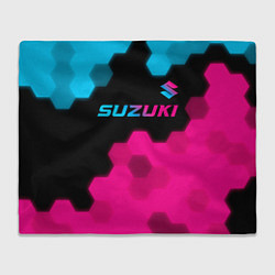 Плед флисовый Suzuki - neon gradient: символ сверху, цвет: 3D-велсофт