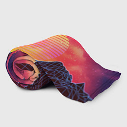 Плед флисовый Абстрактные 3D неоновые горы на закате, цвет: 3D-велсофт — фото 2