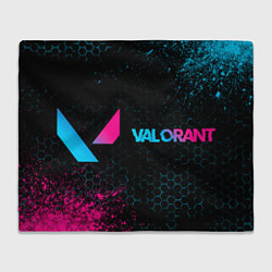 Плед флисовый Valorant - neon gradient: надпись и символ, цвет: 3D-велсофт