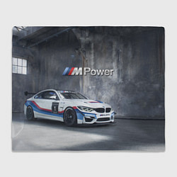 Плед флисовый BMW M4 GT4 - racing team - motorsport, цвет: 3D-велсофт