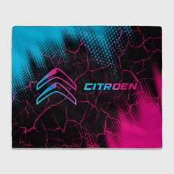 Плед флисовый Citroen - neon gradient: надпись и символ, цвет: 3D-велсофт
