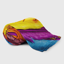Плед флисовый Разноцветные перья птиц, цвет: 3D-велсофт — фото 2