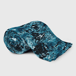 Плед флисовый Гранж - абстрактные синие разводы, цвет: 3D-велсофт — фото 2