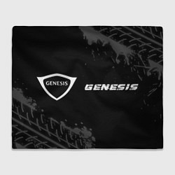 Плед флисовый Genesis speed на темном фоне со следами шин: надпи, цвет: 3D-велсофт