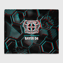 Плед флисовый Bayer 04 FC в стиле glitch на темном фоне, цвет: 3D-велсофт