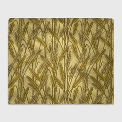 Плед флисовый Винтажные колоски пшеницы, цвет: 3D-велсофт