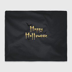 Плед флисовый Happy Halloween надпись с летучими мышами, цвет: 3D-велсофт