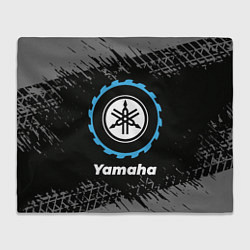 Плед флисовый Yamaha в стиле Top Gear со следами шин на фоне, цвет: 3D-велсофт