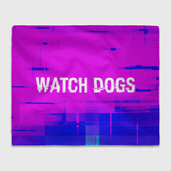Плед флисовый Watch Dogs glitch text effect: надпись и символ, цвет: 3D-велсофт