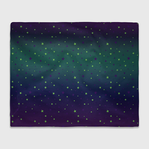 Плед Неоновые зеленые и сиреневые звезды на темно зелен / 3D-Велсофт – фото 1