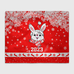 Плед флисовый Праздничный кролик 2023, цвет: 3D-велсофт