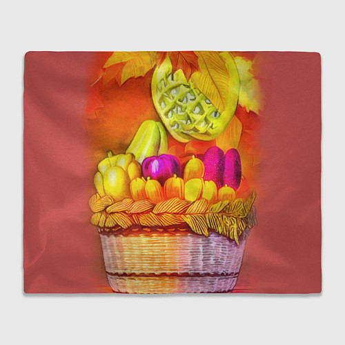 Плед Спелые фрукты и овощи в плетеной корзине / 3D-Велсофт – фото 1