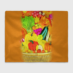 Плед флисовый Плетеная корзина, полная фруктов и овощей, цвет: 3D-велсофт