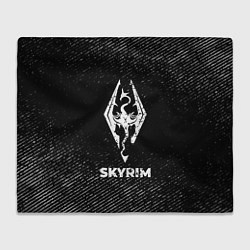 Плед флисовый Skyrim с потертостями на темном фоне, цвет: 3D-велсофт