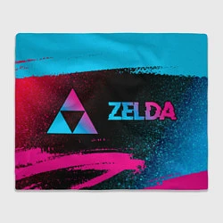 Плед флисовый Zelda - neon gradient: надпись и символ, цвет: 3D-велсофт