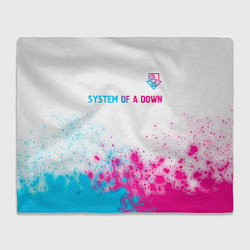 Плед флисовый System of a Down neon gradient style: символ сверх, цвет: 3D-велсофт