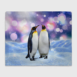 Плед флисовый Пингвины на снегу, цвет: 3D-велсофт