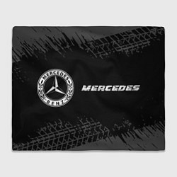 Плед флисовый Mercedes speed на темном фоне со следами шин: надп, цвет: 3D-велсофт