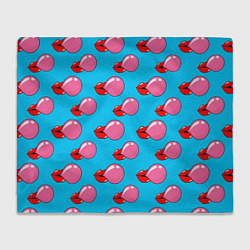 Плед флисовый Губы с жвачкой, цвет: 3D-велсофт