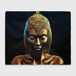 Плед флисовый Нейросеть - золотая статуя египетской царицы, цвет: 3D-велсофт